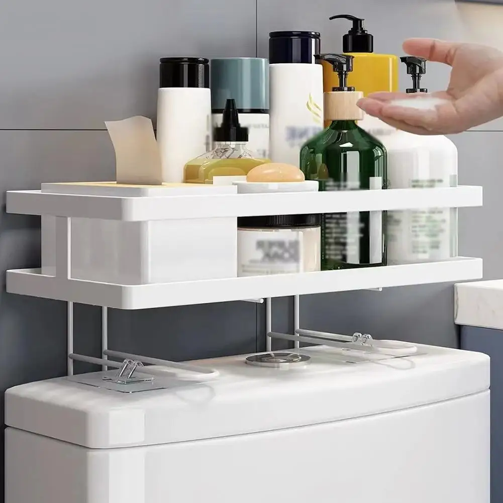 Wall Mounted Toilet Water Tank Rack Toilet Non-Punching Rack Organizers Storage Multifunctional Toilet Storage Rack Bathroo N9G5