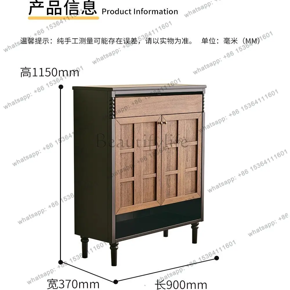 French retro solid wood shoe cabinet living room against the wall entrance antique storage cabinet
