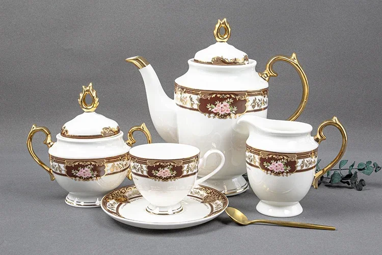 

Hot Sale Golden 15pieces Fine Bone China Tea Set for Ceramic New Design Factory Direct Cheap Price High Quality