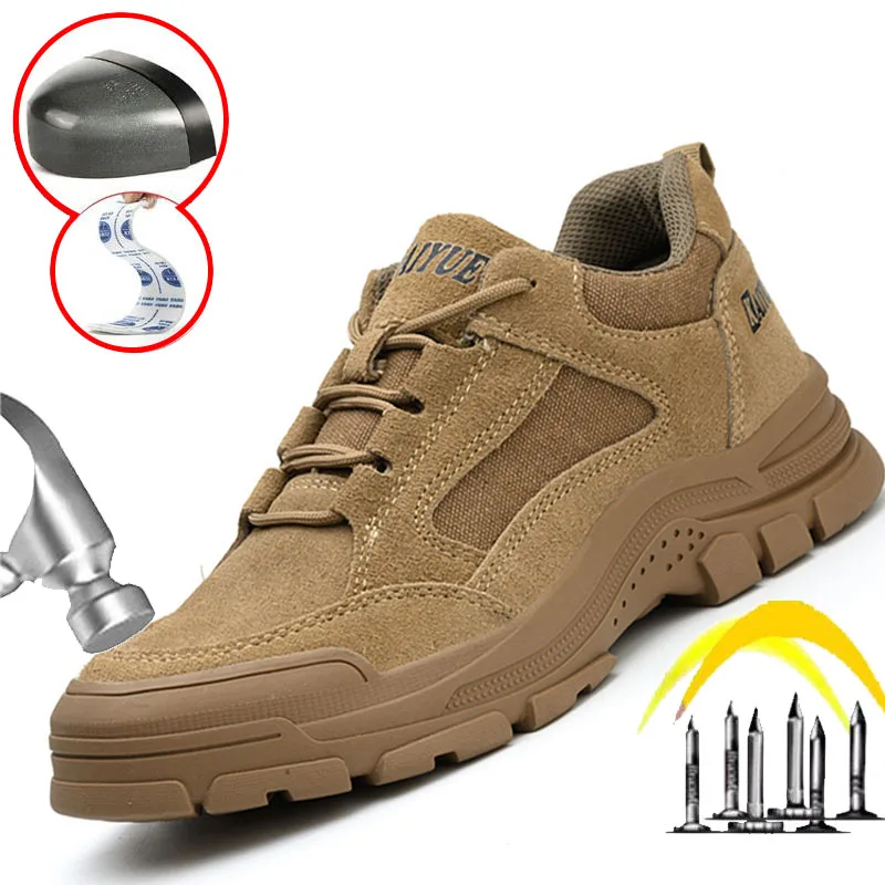 

Oulylan Anti Smash Working Shoes With Steel Toe Anti Puncture Industrial Safety Shoes Men Anti Scalding Safety Boots