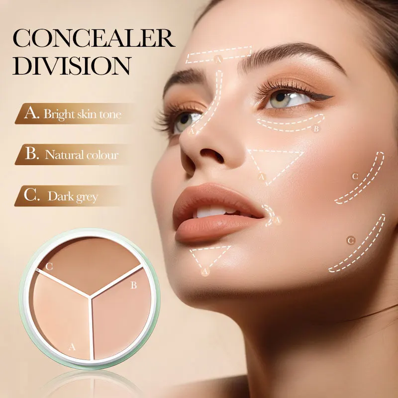3 Color Concealer Palette Makeup Foundation Cream Waterproof Long Lasting Contour Palette Cover Dark Circles Acne Marks Brighten