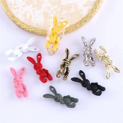 10Pcs 2024 New Popular Cool Metal Frosted Skull Rabbit Bunny 3D Texture Nail Art Charms Decoration Products Charms Bulk Supply
