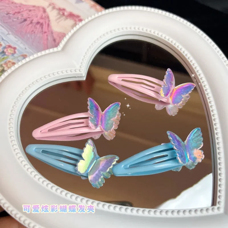 

Korean Colorful Butterfly Hairpin Summer New Charm Y2k Barrettes Sweet Cool Vintage Bangs Snap Clips Hair Accessories for Women