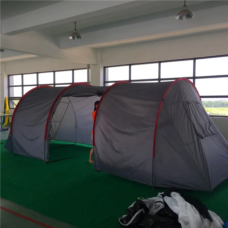 MountainCattle Big 2 Room 1 Hall Gray Color Double Layer Tunnel Camping Tent