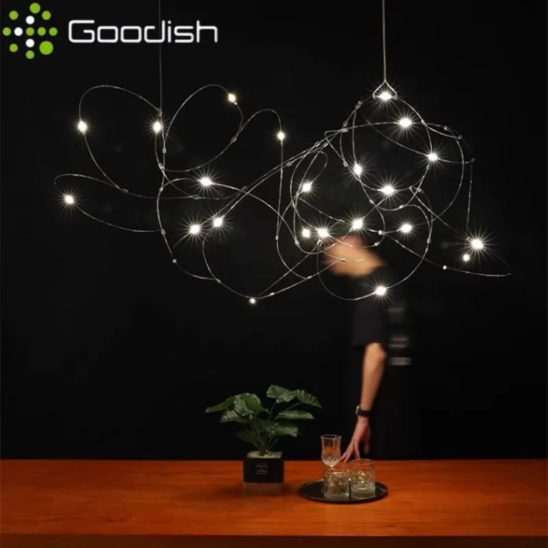 الشمال تصميم الحد الأدنى الفن مصباح الحديثة Quasar Led اليراع قلادة ضوء للفندق مطعم المعيشة ديكور المنزل الثريا