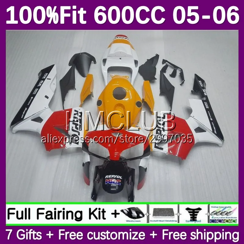 Repsol Orange OEM Fairing For HONDA CBR600RR CBR 600CC 600RR 2005 2006 5No.0 CBR600F5 CBR600 600 RR CC F5 05 06 Injection Body