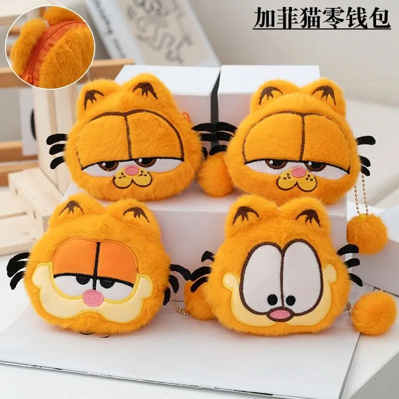 Chaveiro de Pelúcia Kawaii Garfield, Pingente de Boneco de Animal Fofo, Charm para Bolsa e Carteira, Acessórios de Moda