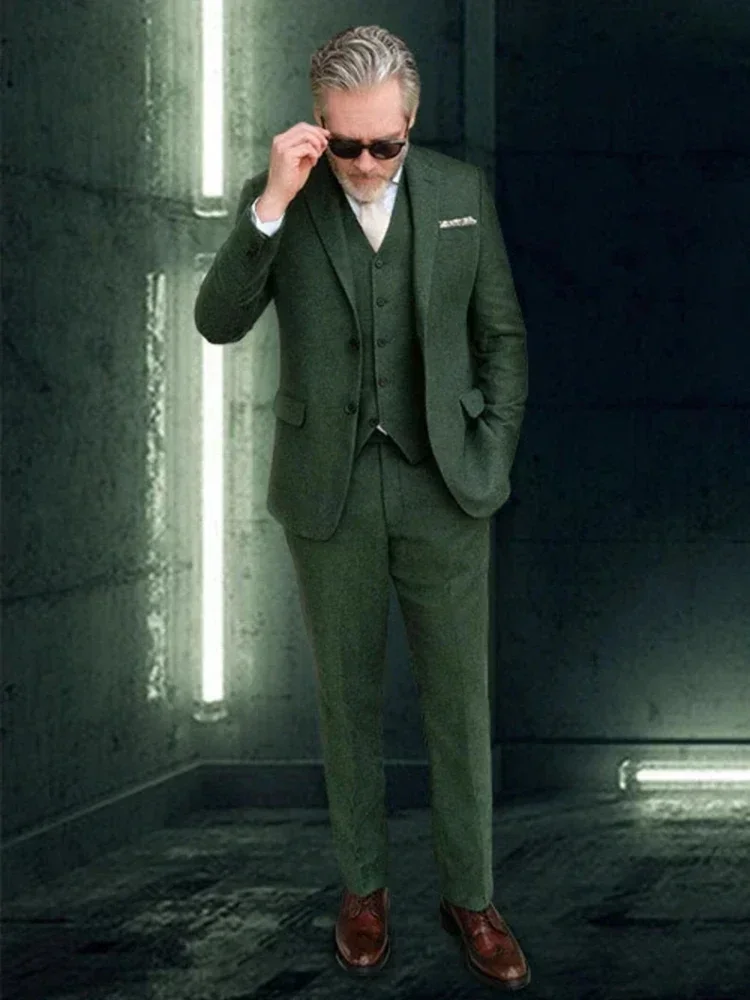 Italian Suits For Men Slim Fit Wedding Groom Tuxedos Notch Lapel Groomsmen Wear 3 Pcs (Jacket + Vest + Pants)