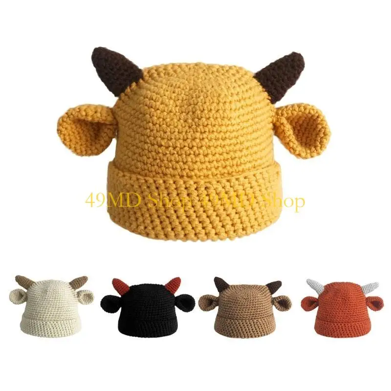 

49MD студенческая шапка из акрилового волокна в форме рога теленка, милая стильная уличная ветрозащитная шапка для детей, тепло,