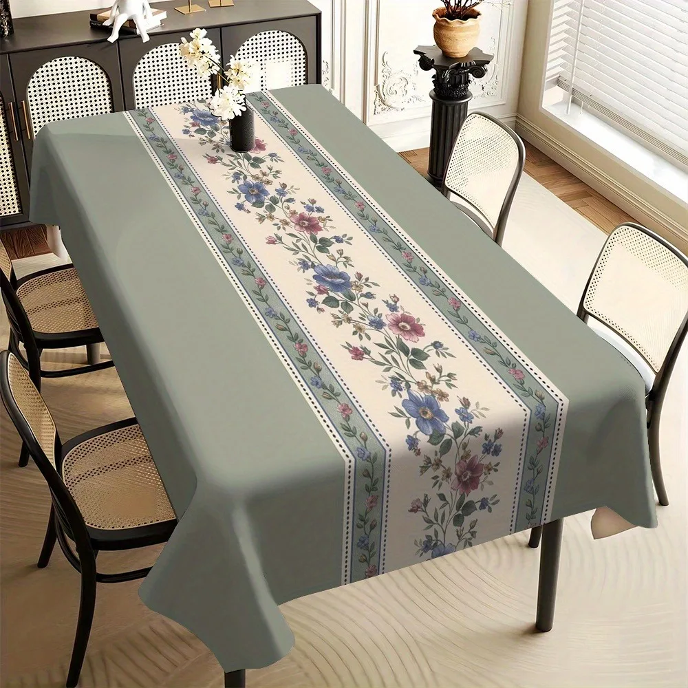 One vintage floral strip art tablecloth, effortlessly exuding a gentle and pastoral atmosphere.zyc