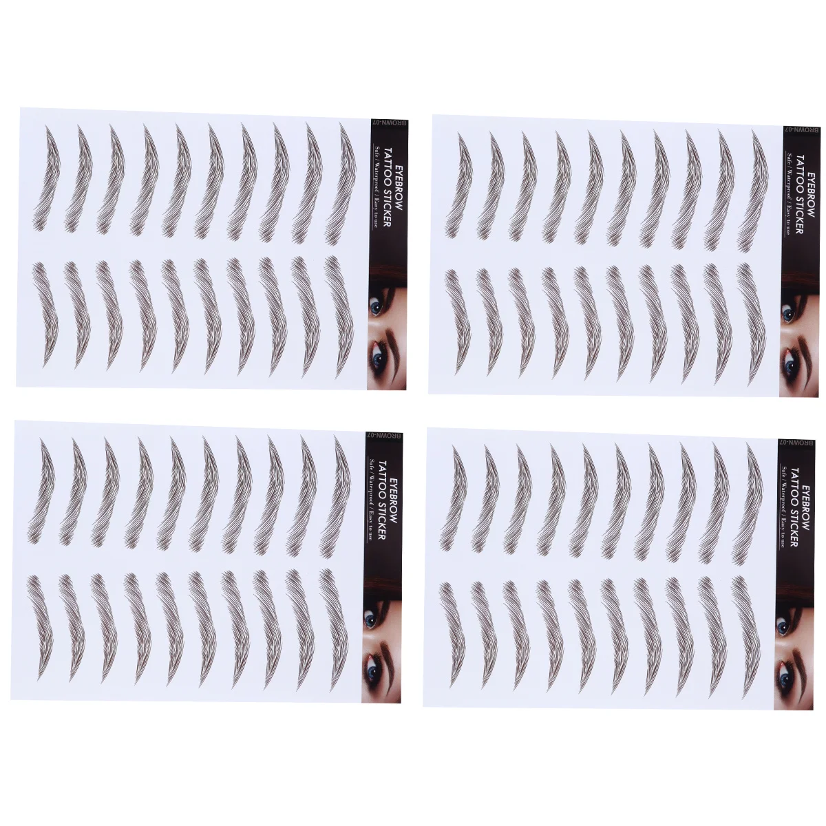 

4Pcs Eyebrow Tattoo Stickers Waterproof 6D Hair-Like False Brows for Women Reusable Face Shape Flattering Eyebrow Stickers
