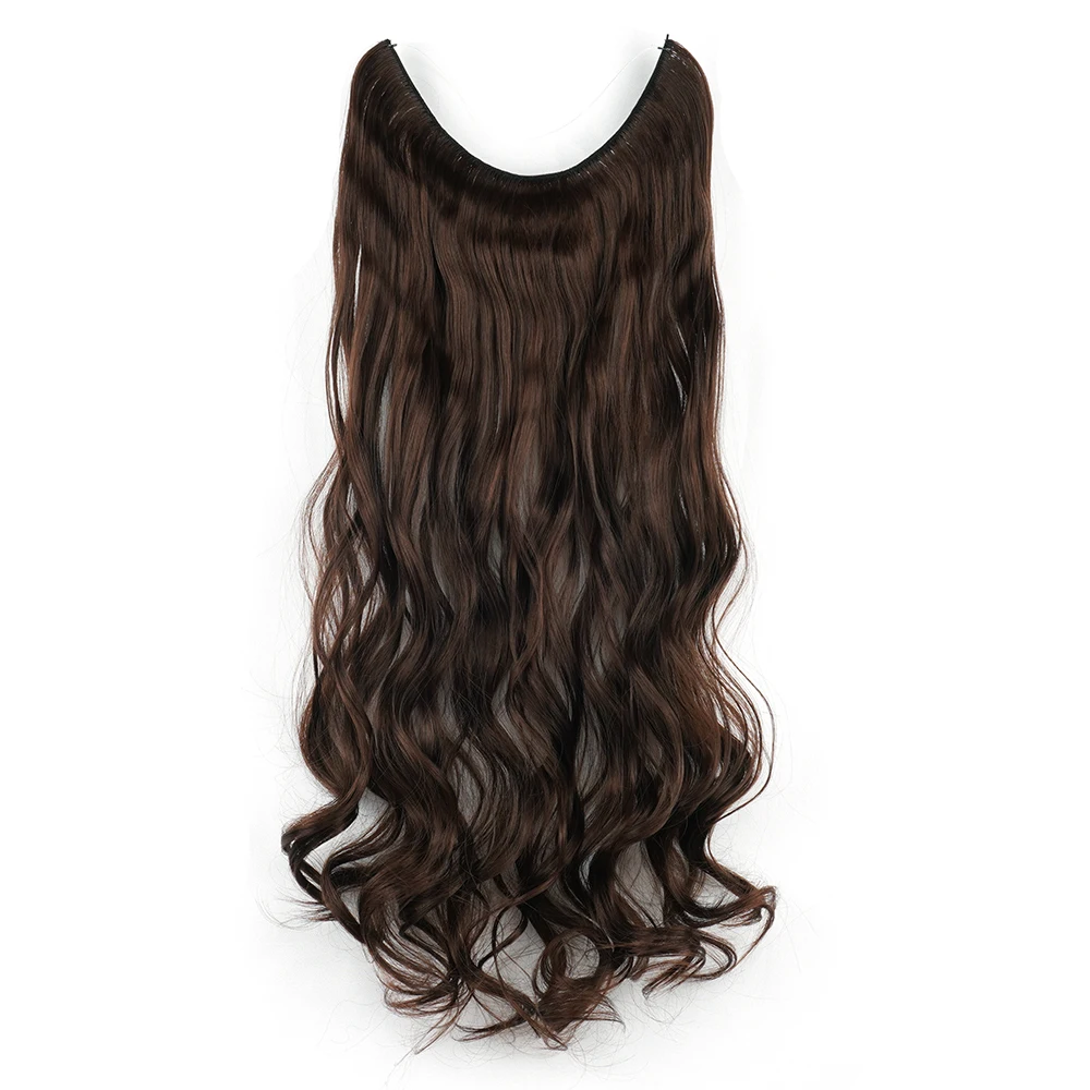 Soowee Long Grey Synthetic Hair Hairpieces Fish Line Fusion Invisible Curly Hair Extensions Aplique De Cabelo