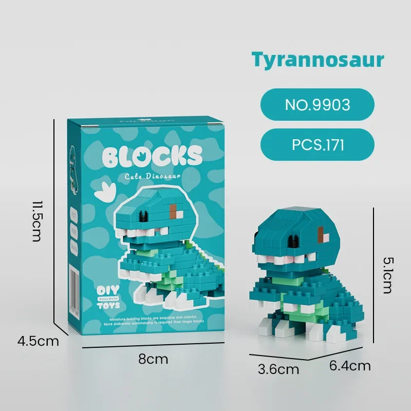 Mainan figur bata Mini blok bangunan mikro dinosaurus Kawaii Model Pterosaur Spinosaurus mainan figur bata Mini untuk anak-anak Natal