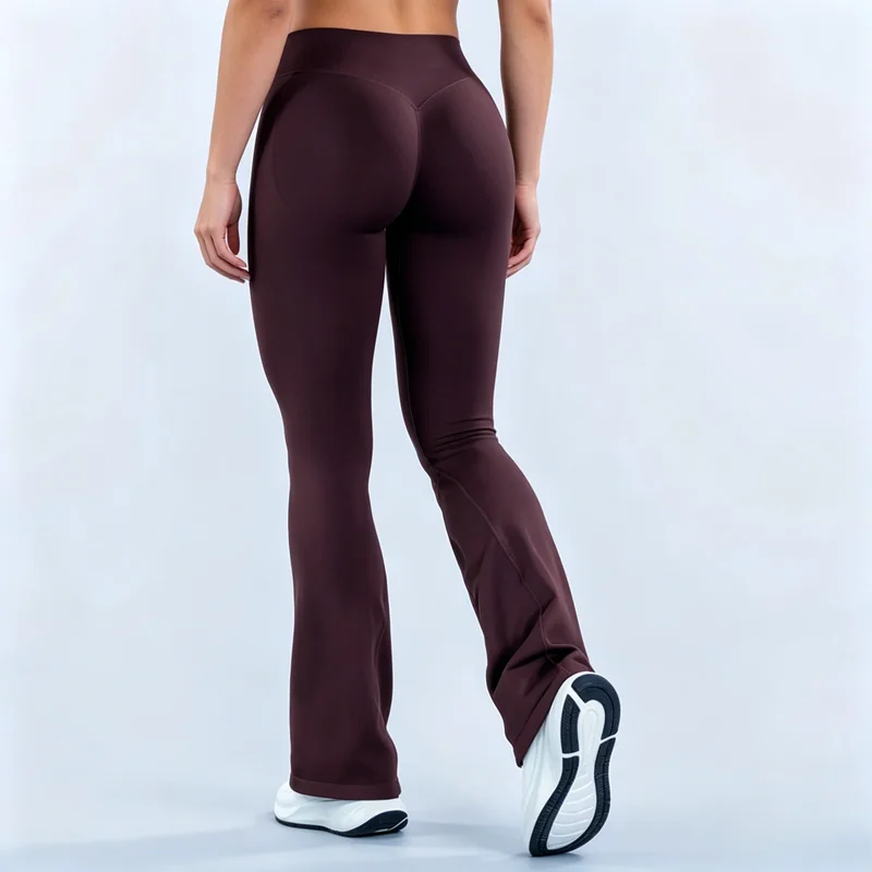 HISTELLO Impact Flared Leggings Women Seamless Yoga Pants Butt Lift Scrunch Tummy Control Elastic Sports Gym Workout Tights