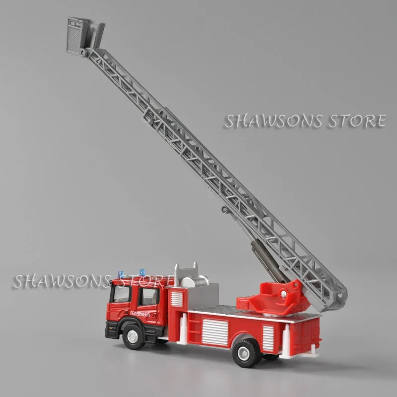 Joy City 1:72 Scale Diecast Vehicle Model Toy Scania Fire Fighting Truntable Ladder Truck Miniature Replica