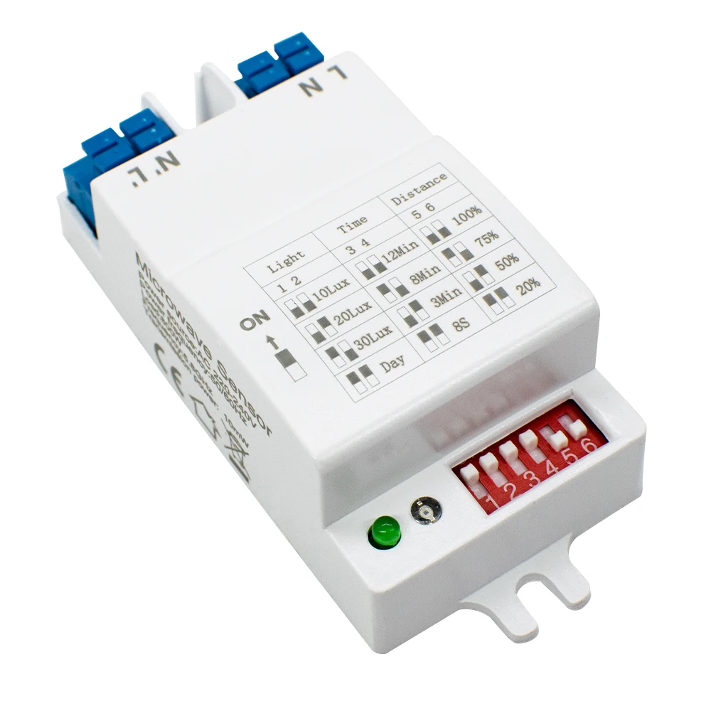 

5,8 ГГц светодиодный микроволновый радарный датчик Выключатель света Датчик движения человеческого тела Датчик переменного тока 220-240 В Подходит для лестничных коридоров