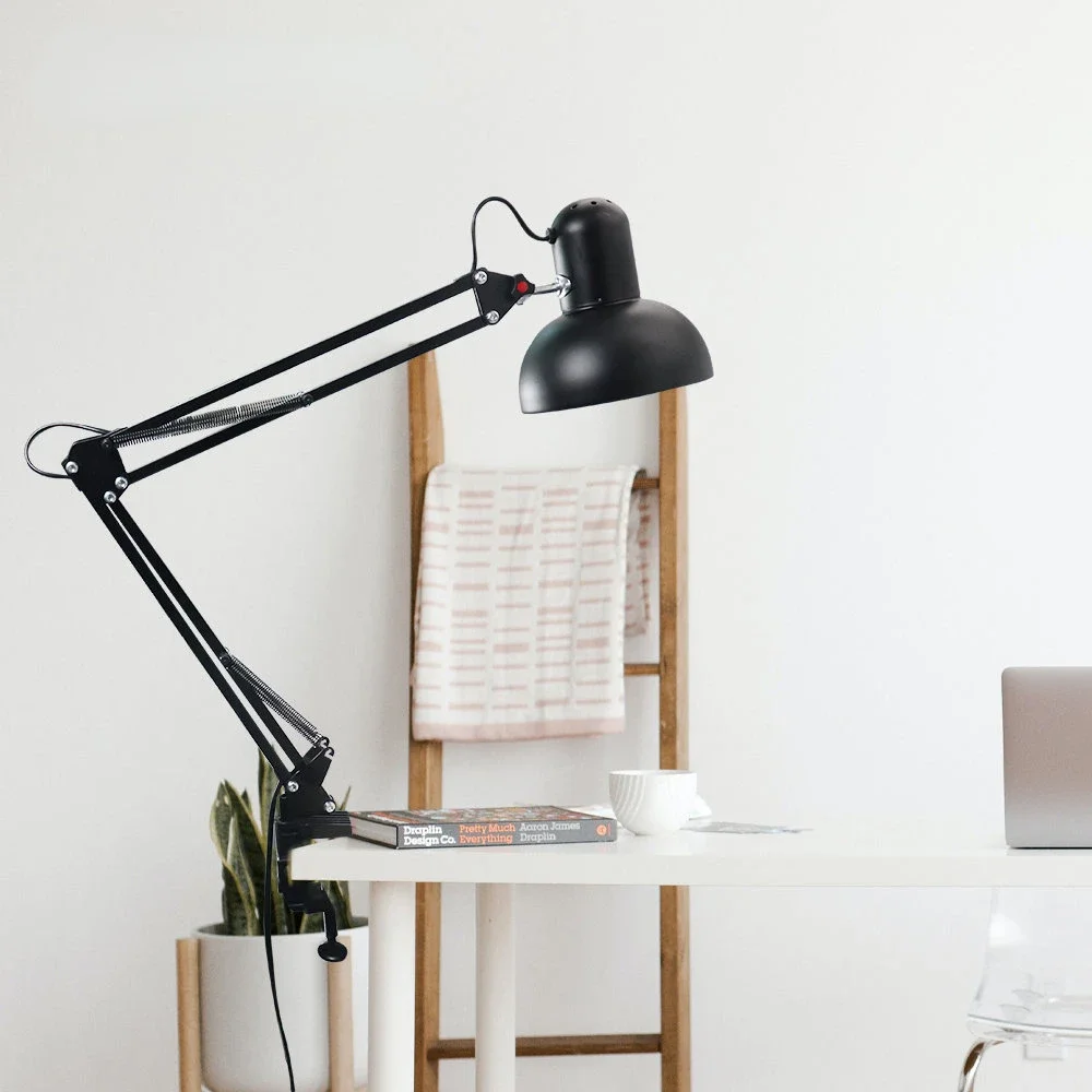 Durable Foldable Desk Lamp Clip on Light Telescopic Eye Protection Retro Bedroom Computer Table Lamp Home Decor for E27 Bulb