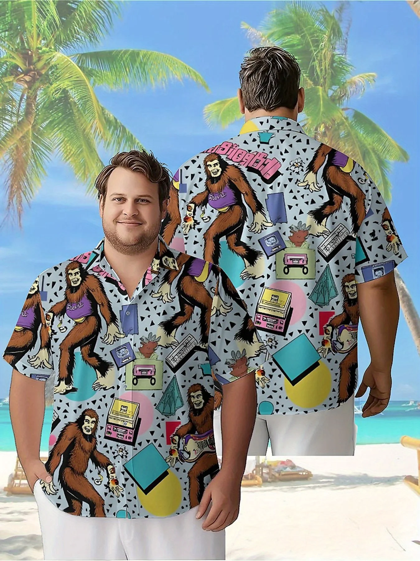 Men's Plus Size Hawaiian Shirts Retro Hippie Style Pattern, Button Up Shirts, Unisex Casual Clothing, Summer Tops