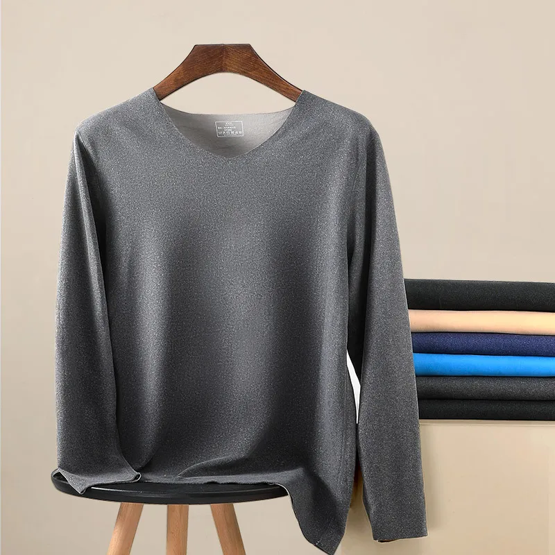 Thermal Shirts for Men Undershirt Seamless Fleece Men's Winter Thermal Underwear Long Sleeve Top Heated Thermal Underwear Cotton