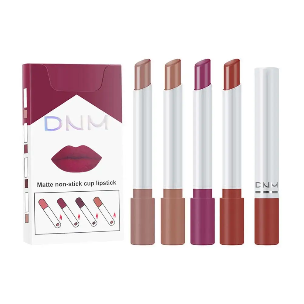 4 pz/set tubo per rossetto opaco a lunga durata impermeabile antiaderente Lip cosmotic Fade Set tazza Sexy Non labbra rossetto sigaretta K2F5