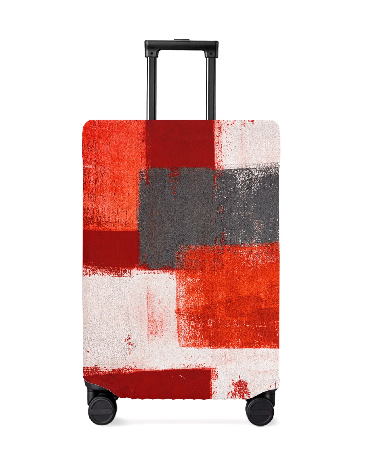 

Oil Painting Abstract Geometric Red Luggage Cover Stretch Baggage Protector Dust Cover for 18-32 Inch Travel Suitcase Case