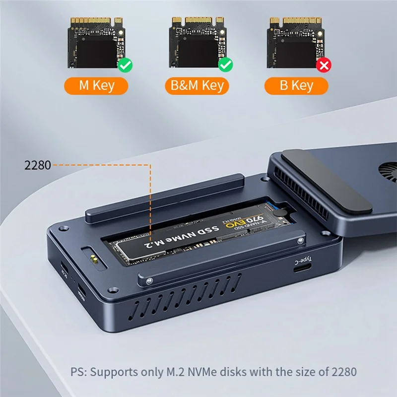 

ACASIS M.2 Hard Disk Enclosure For NVME MAC Notebook Dual DP Multi-Screen With Fan Cooling Easy Mobile Hard Disk Enclosure