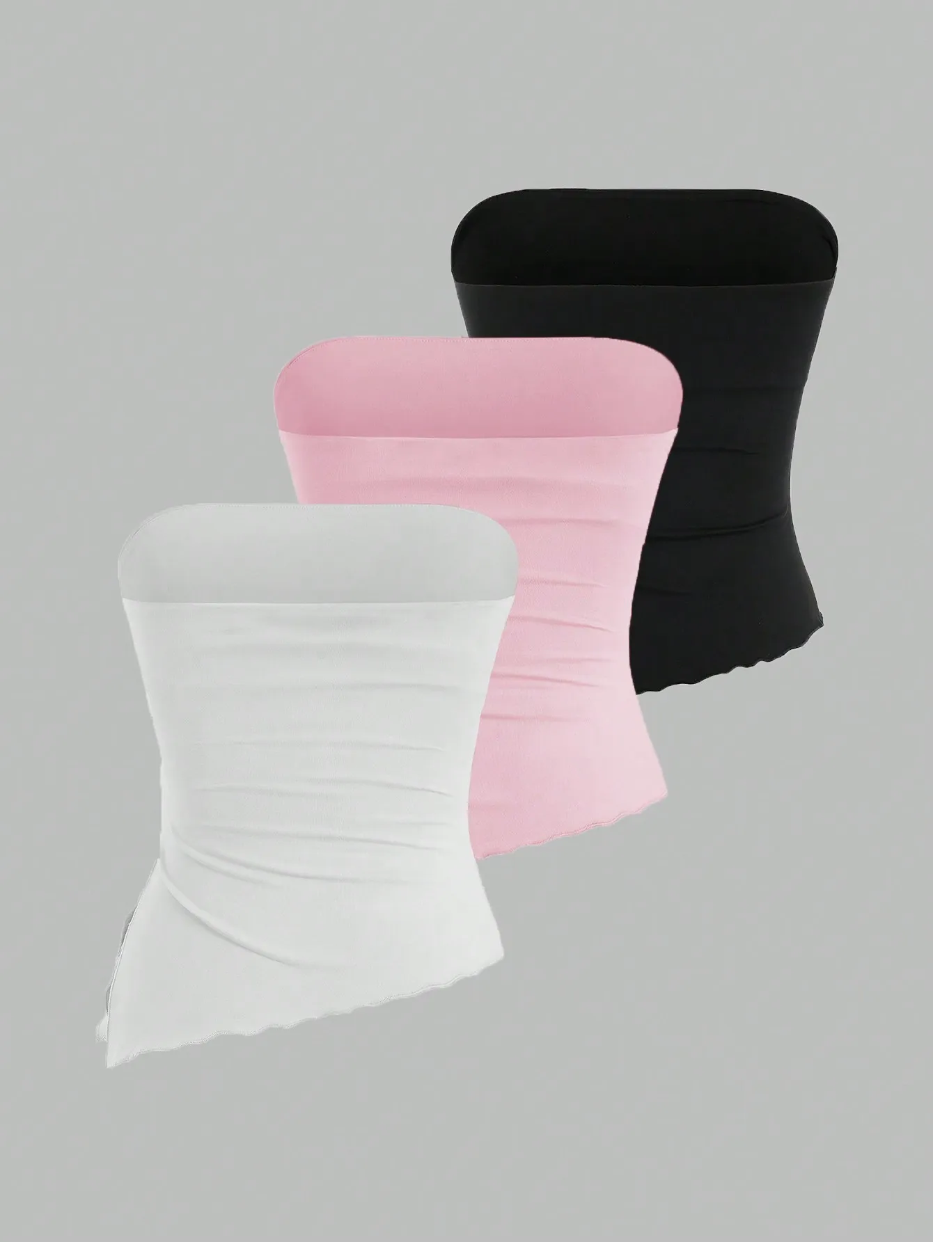 Women's solid-color casual racerback crop top set of three pieces