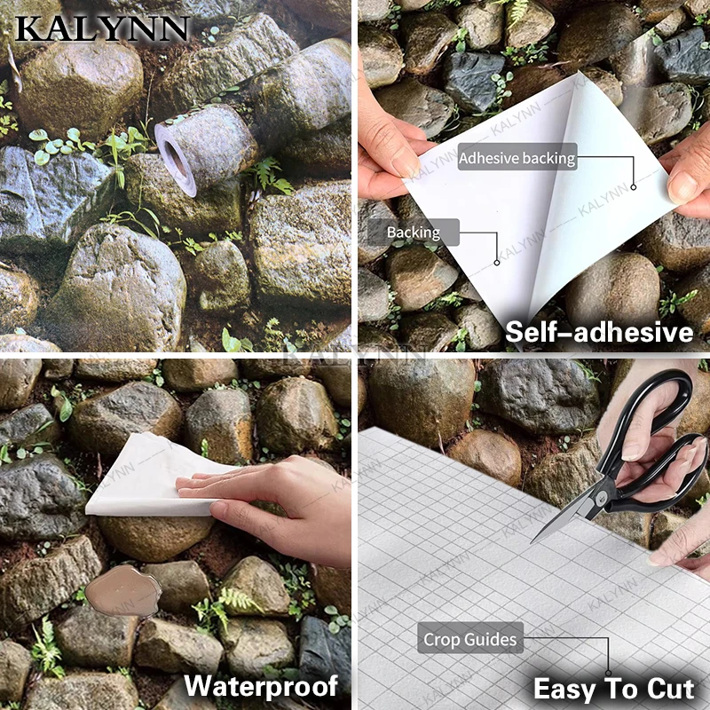 Papel tapiz autoadhesivo, papel tapiz de ladrillo de piedra marrón, chimenea, cocina, contra salpicaduras, papel tapiz para pelar y pegar, revestimiento de paredes