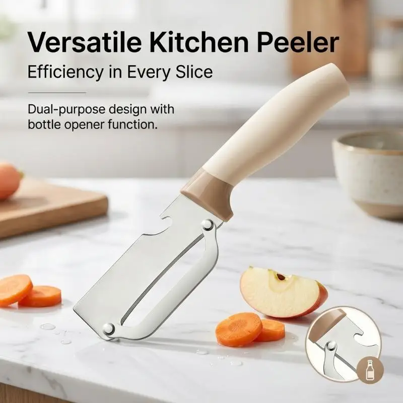 1PCS 2 in 1 Stainless Steel Vegetable Peeler Flat Edge Julienne Blade Multi-function Gadget Potato Carrot Cucumber Peeler Tool