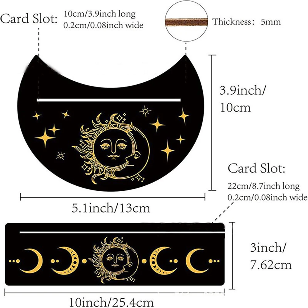 حامل خشبي لتارو شكل القمر مستطيل بطاقة مجموعة مذبح حامل عرض الخشب ساحرة العرافة أدوات اختبار مثيرة للاهتمام ديكور #6