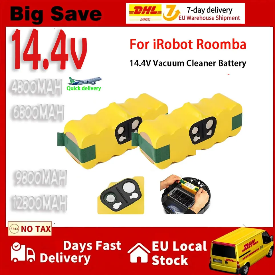 Batterie 14.4V 4800-12800mAh pour aspirateur iRobot Roomba 500 600 700 800 900 595 620 650 780 890