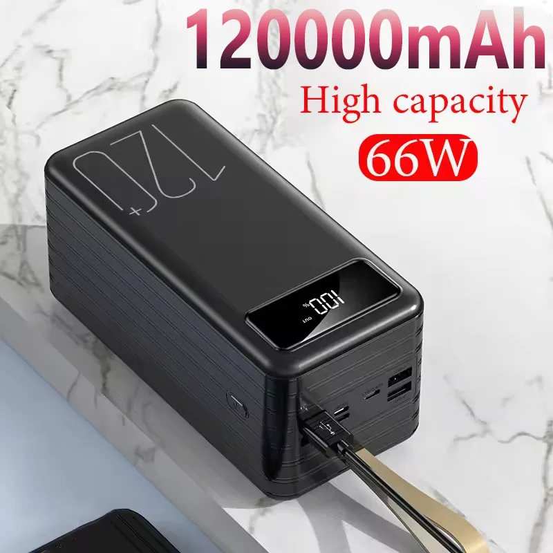

66W 120000mAh Large Capacity Portable Charger Ultra-Fast Charging External Battery Power Bank for iPhone Huawei Power Bank