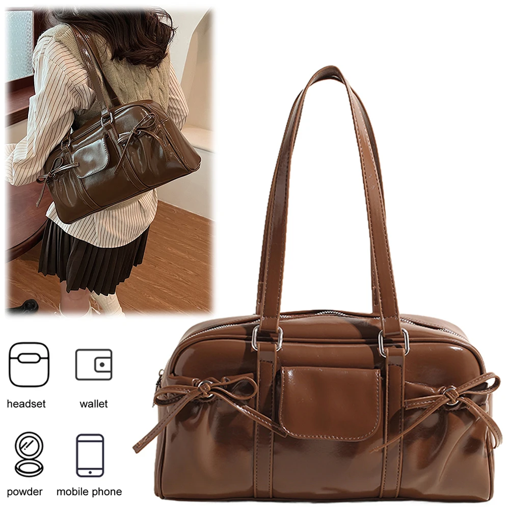 Stylish Women Bow Shoulder Bag in PU Leather with Multi Pockets Ideal for Casual Outings Travel and Shopping