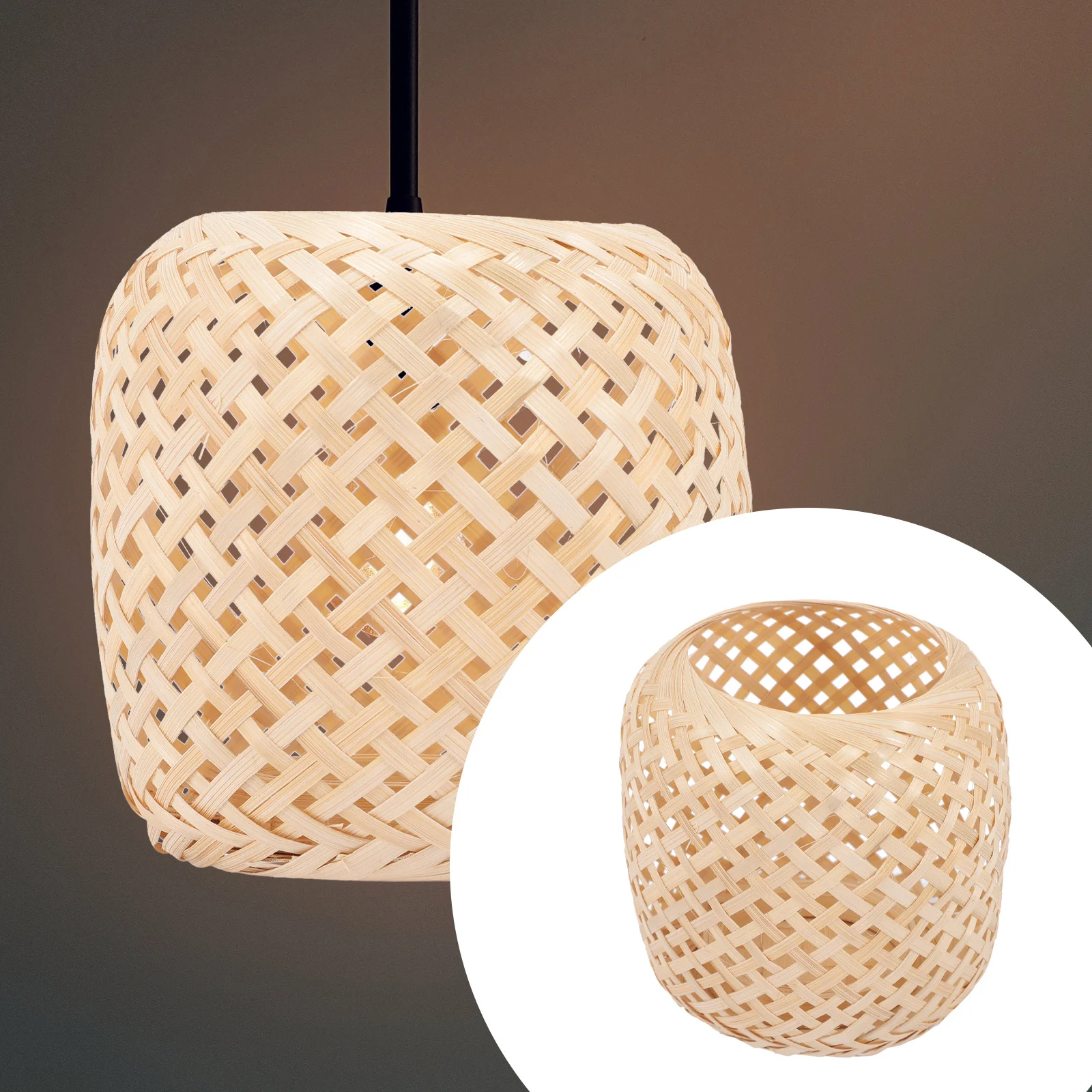 

Hand Woven Bamboo Lantern Lamp Shade Eye Protection Light Softening for Table Light Hanging Lamp Cover Bamboo Lampshade