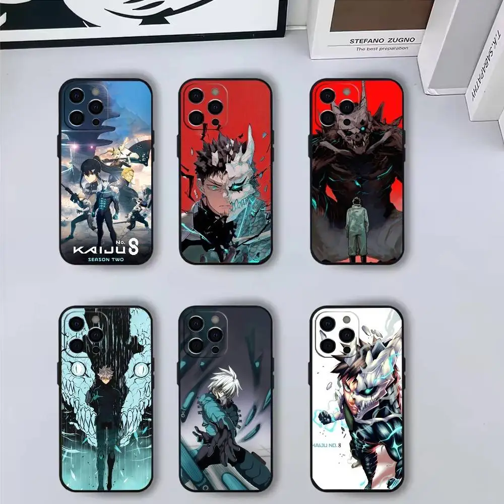 

Hot Anime No. 8 K-Kaiju Phone Case For iPhone17,16,15,14,13,12,11 Plus,Pro Max Soft Black Cover