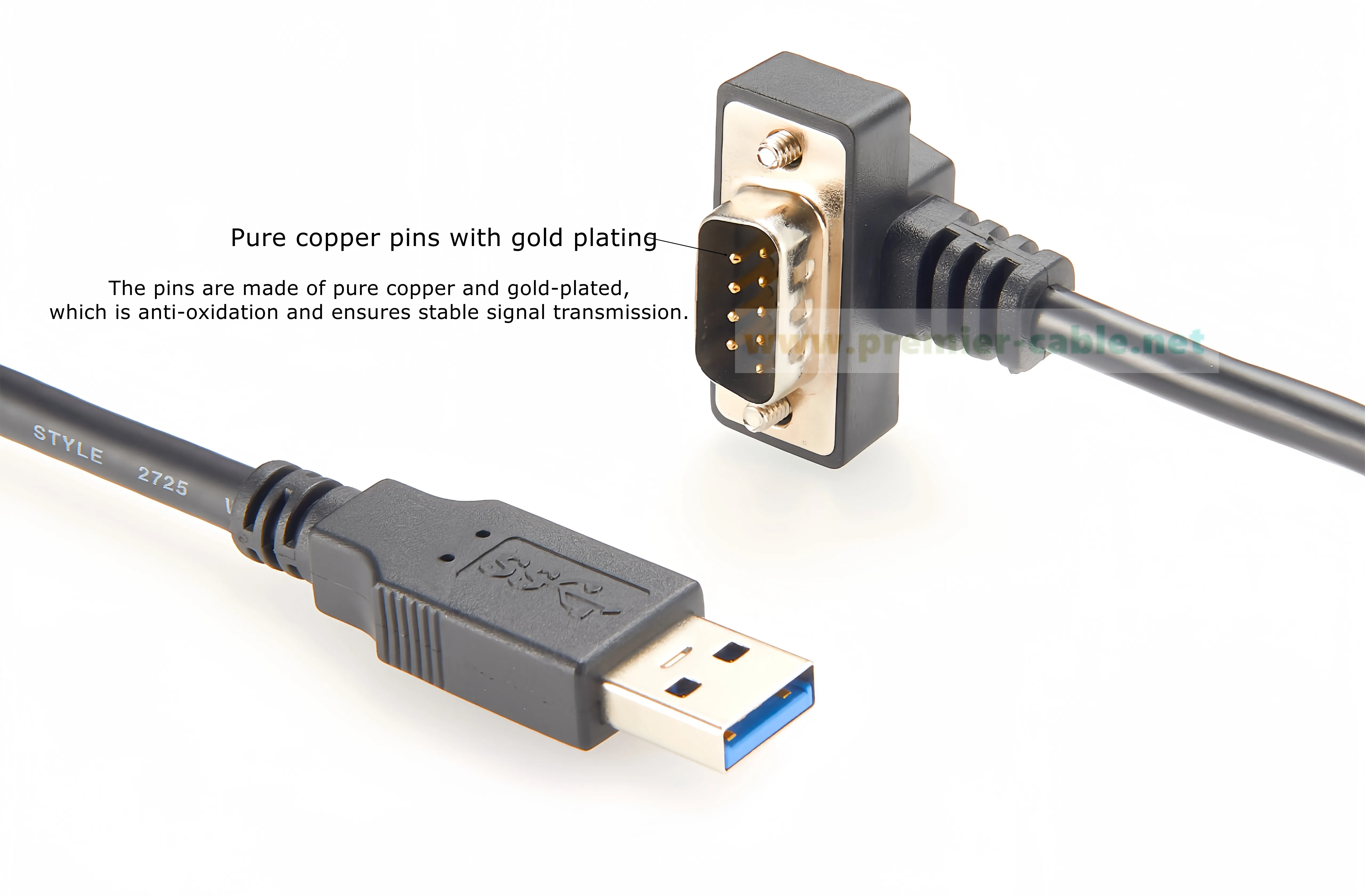 USB-zu-RS-232-Konverter DB9-Stecker auf USB2.0 Serieller COM-Adapter Ultra-Dünnes DB9-Rechtwinkelkabel DB9 RS232 Serielles Anschlusskabel – Detail 7