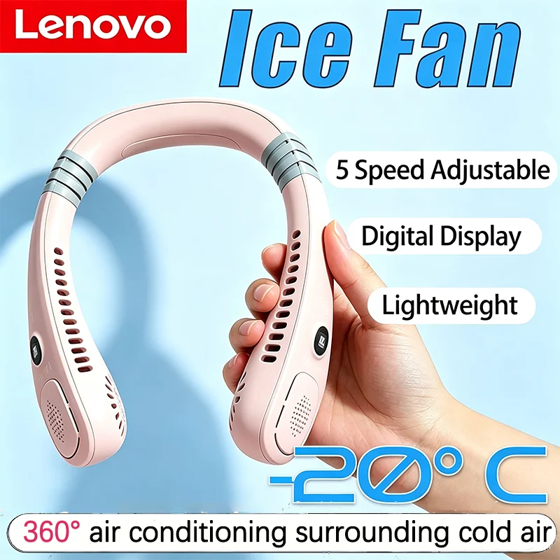 Ventilateur portable sans pales Lenovo 2027, nouveau, mini, ultra longue durée, silencieux, rechargeable par USB, pour étudiants, sportifs, bureau