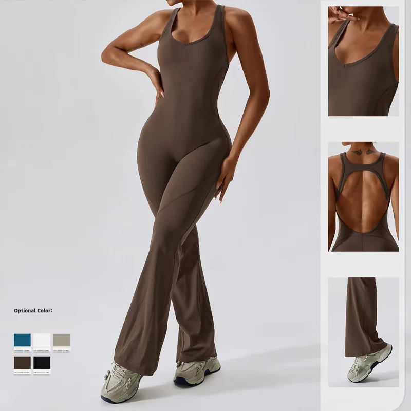 Summer Sport Yoga Jumpsuit Dance Traning Bell Bottoms One-Piece Clothes for Women  Sport Set Women Workout Clothes for Women