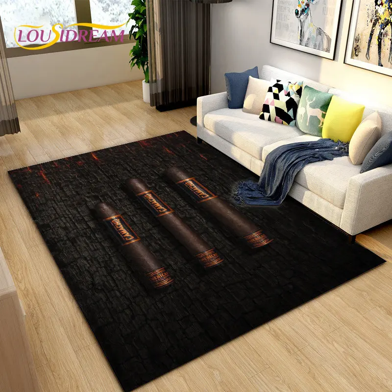 Tobacco Cigar Smoke Series Drink Area Rug,Carpet Rug for Living Room Bedroom Sofa Doormat Decoration,Kid Play Non-slip Floor Mat