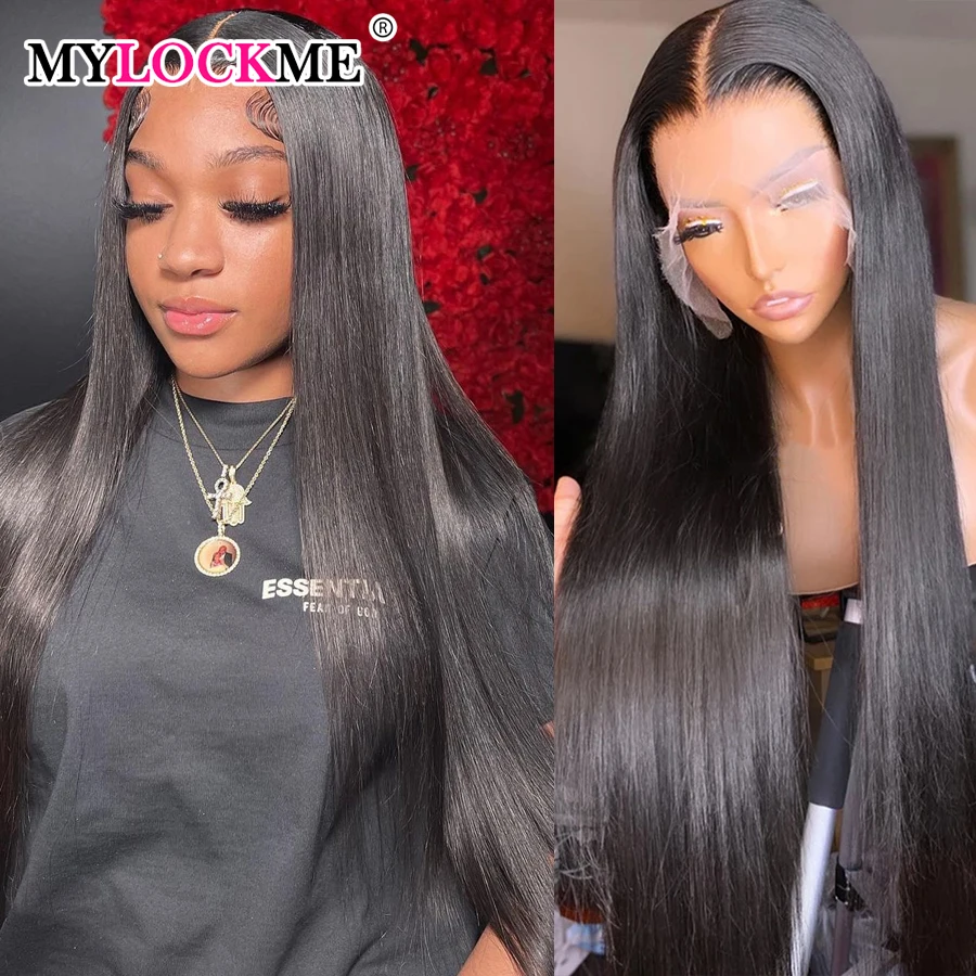 13x4 13x6 Lace Frontal Wig Human Hair Brazilian Bone Straight Transparent Lace Front Wigs For Women PrePlucked MYLOCKME