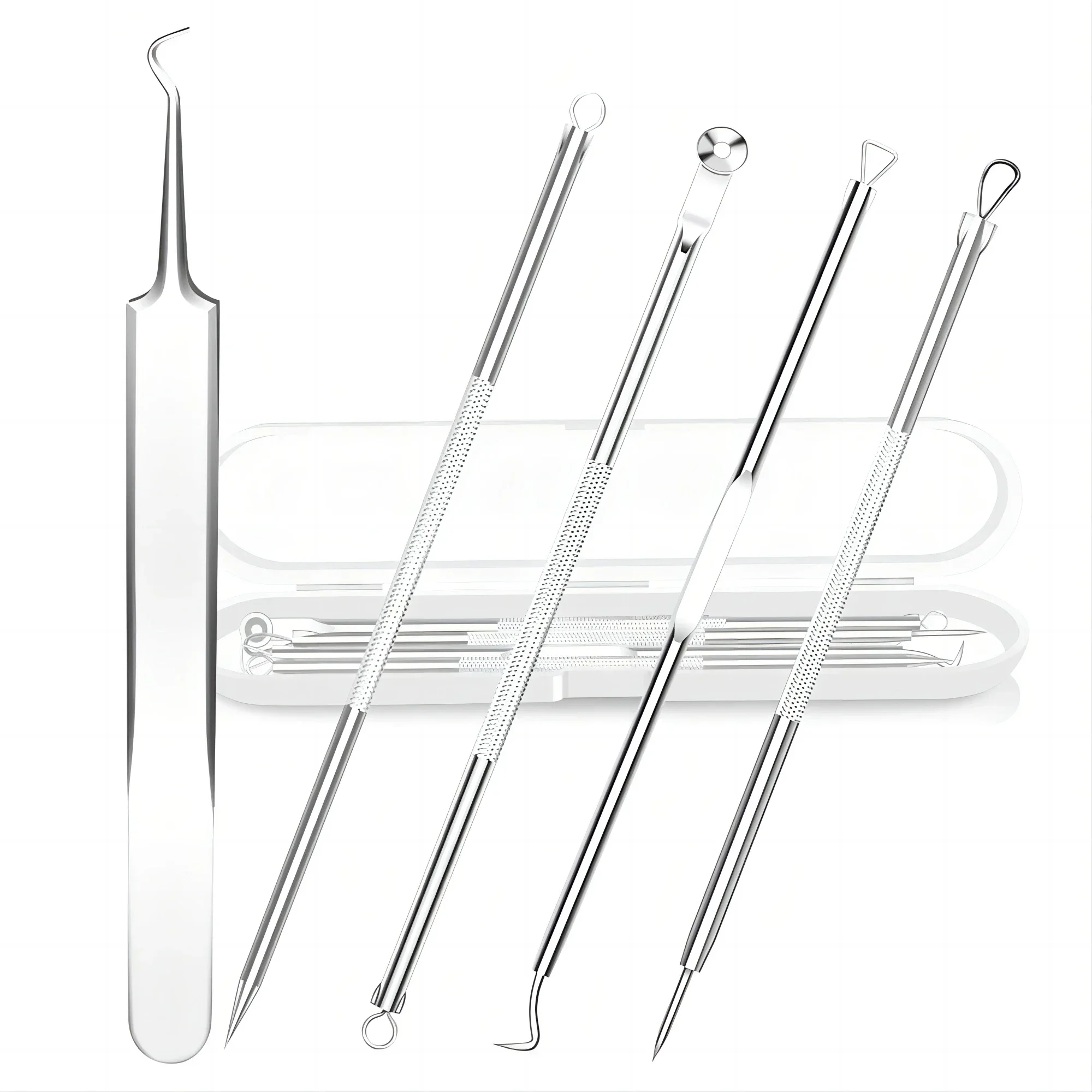 5 PCS Blackhead Remover Comedones Extractor Acne Removal Kit for Blemish, Whitehead Popping, Zit Removing for Nose Face Tools