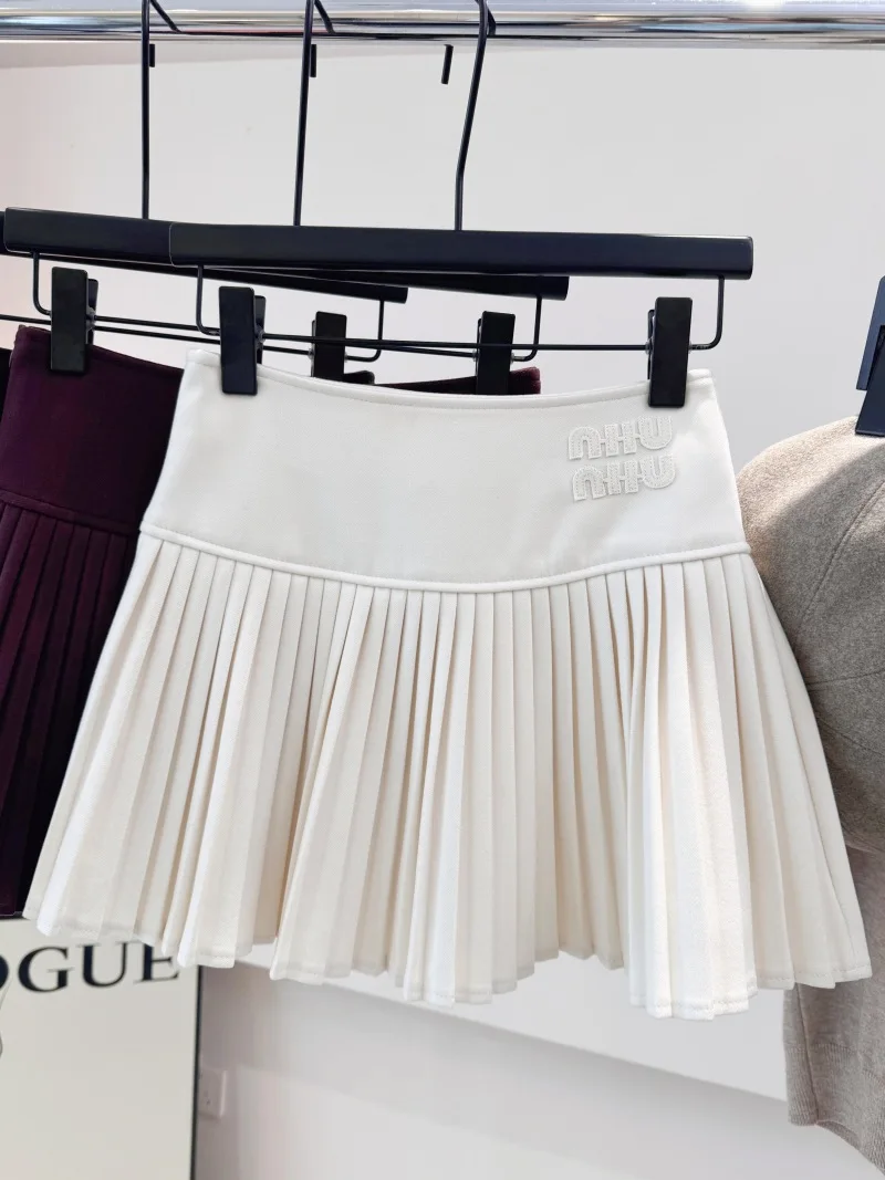 

Autumn Winter Woolen High Waist Skirt Y2K Pleated A Line Women Knitted Skirts