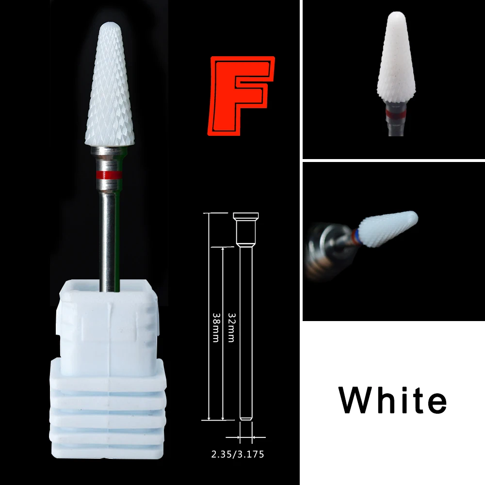 RolinStar Conical ceramic Milling Cutter For Manicure nail drill bits  Pedicure Milling Cutter