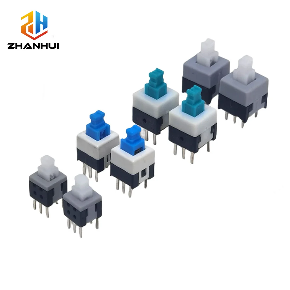 10PCS/LOT 5.8x5.8/7x7/8x8/8.5x8.5mm Tactile Micro Switch - 6 Pin Self-Locking/Unlock Push Button Power Switch