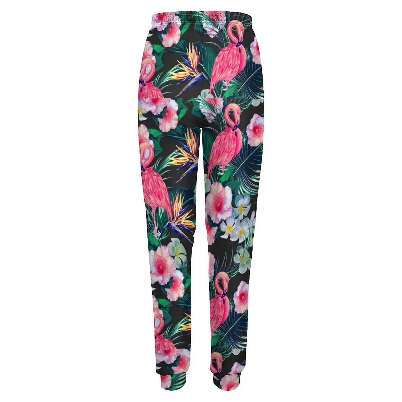 Wald Palmblätter Hosen Damen Blumen- und Flamingo-Druck Harajuku Jogginghose Herbst Vintage bedruckte Hose große Größe