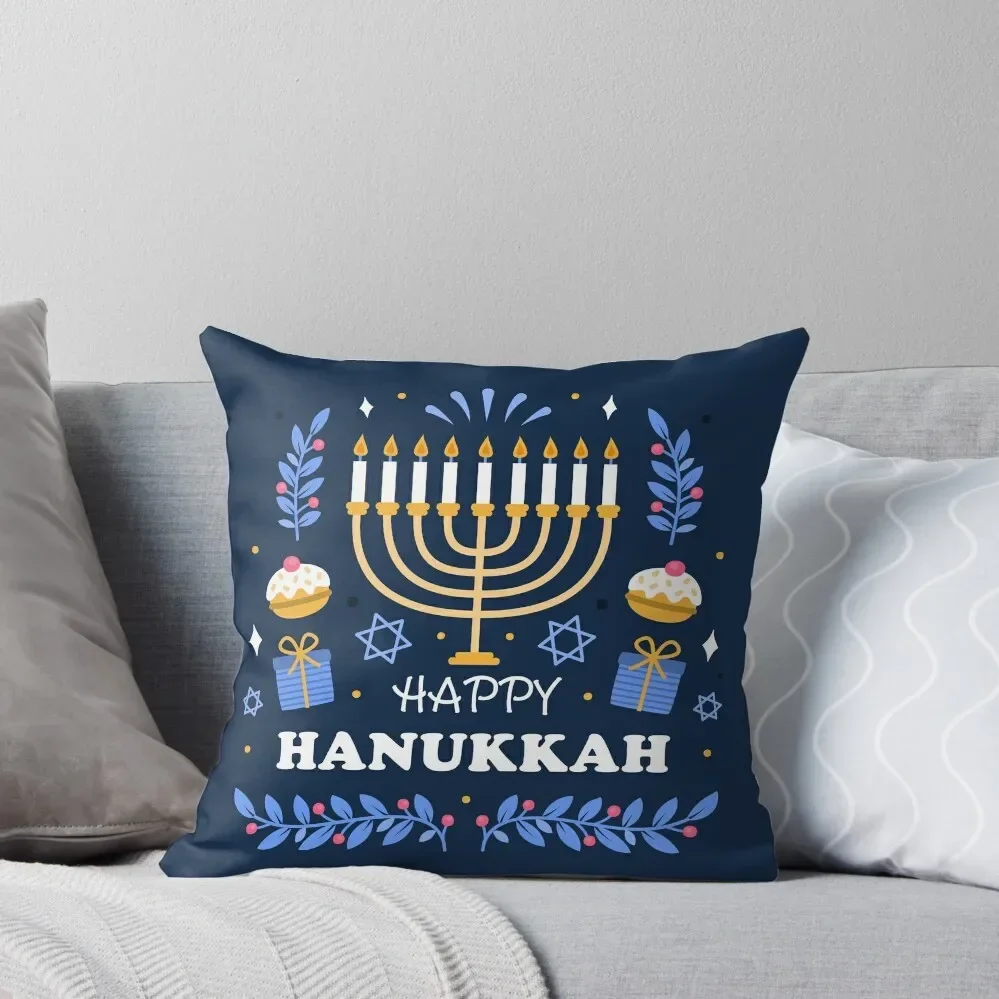 

Happy Hanukkah Festival of Lights Throw Pillow Pillowcases For Pillows Elastic Cover For Sofa Pillowcases Pillow