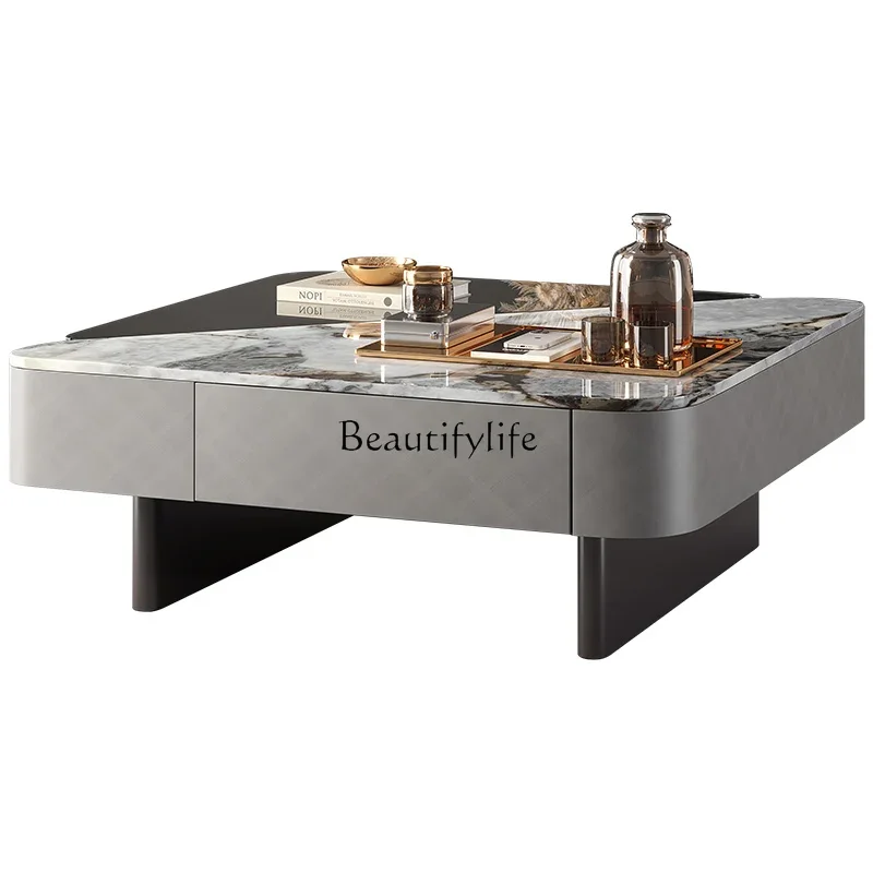 

FG26Marble coffee table living room household Italian light luxury modern high-end square glass coffee table