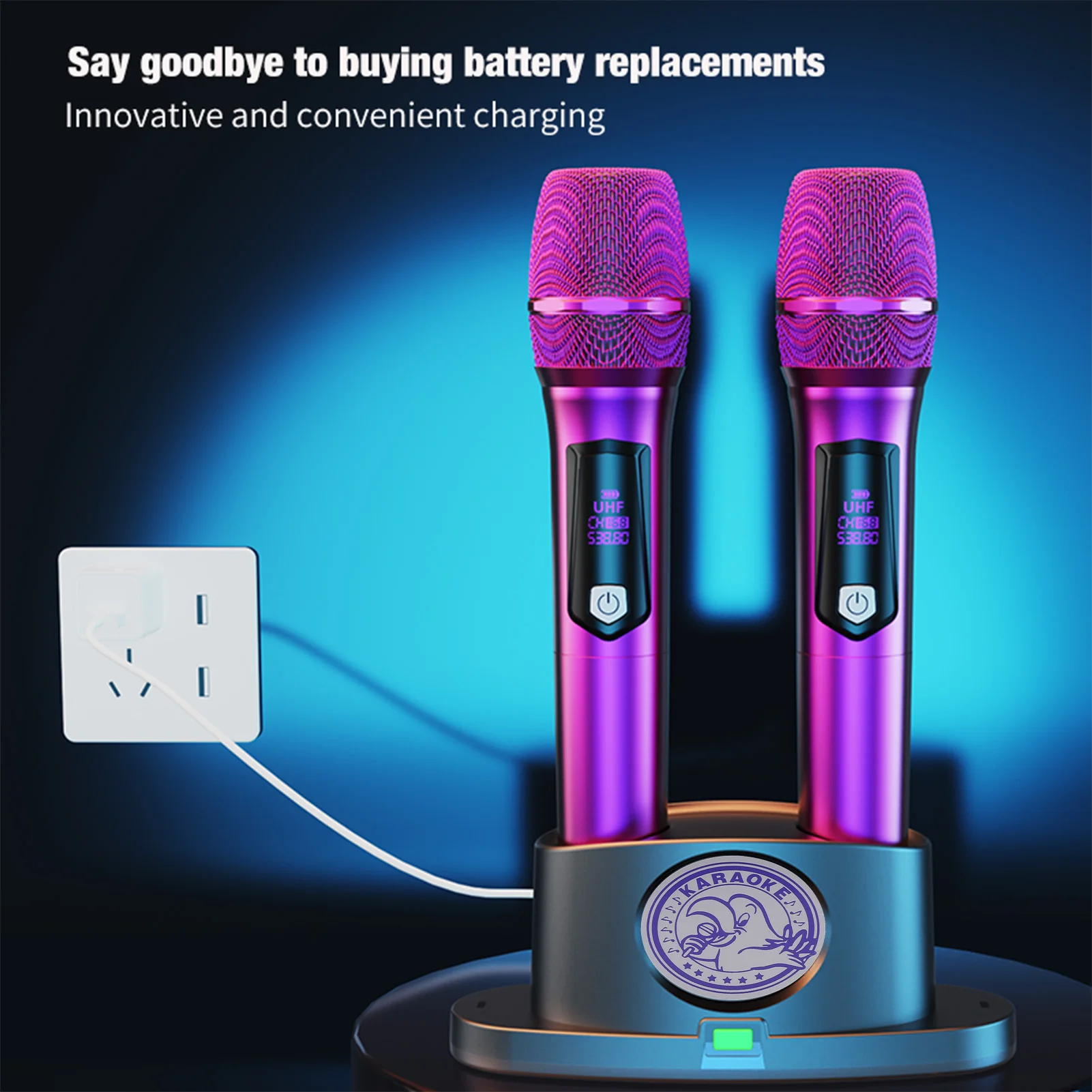 محطة شحن ميكروفون مغناطيسي لاسلكي 2 شاحن ميكروفون عالمي محمول لسطح المكتب حامل شحن ذكي موفر للطاقة التوصيل والتشغيل #4
