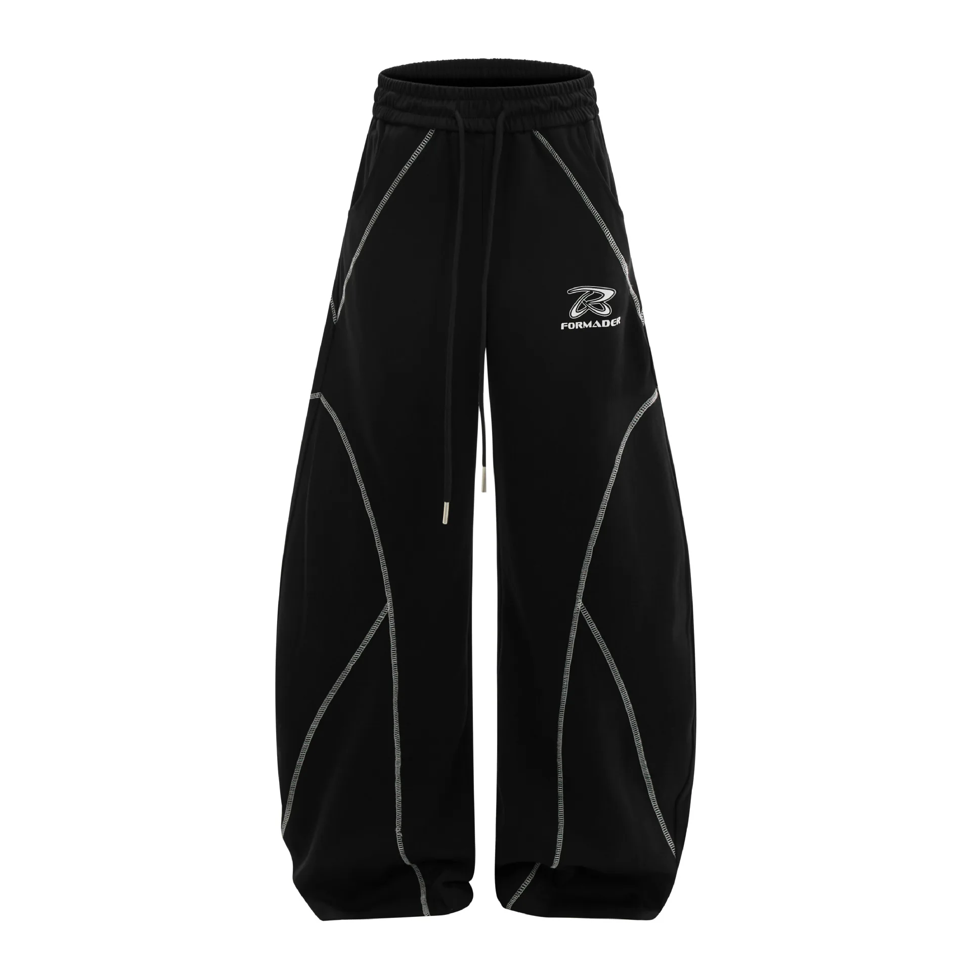 OR FL Women's American Retro Splicing Curved Knife Sweatpants Trendy Brand Design Sense Clear Thread Slacks Sports Pants Y2k