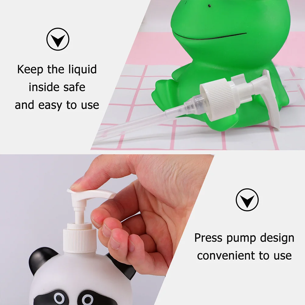 2Pcs Cartoon Lotion Dispensing Bottles Premium Material Refillable Empty Bottle for Shampoo Shower Gel Hand Soap Storage